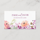 紫マゼンタ紫フローラ結婚の花 プレイスカード (裏面)