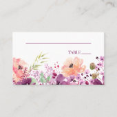 紫マゼンタ紫フローラ結婚の花 プレイスカード (正面)