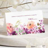 紫マゼンタ紫フローラ結婚の花 プレイスカード