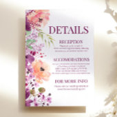 紫マゼンタ色の水カラーフローラフラワー詳細 エンクロージャーカード