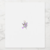 紫マゼンタ、赤っぽいオレンジ、ターコイズブルーの乙女チック ワインラベル (シングルラベル)