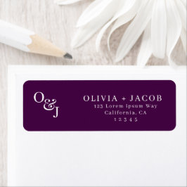 紫マゼンダスタイリッシュスクリプト結婚Monogram ラベル