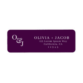 紫マゼンダスタイリッシュスクリプト結婚Monogram ラベル