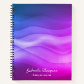 紫マゼンモダンタグラデーション抽象芸術波 ノートブック (正面)