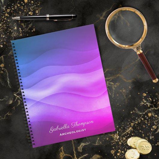紫マゼンモダンタグラデーション抽象芸術波 ノートブック