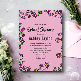 紫マゼン素朴タバラフローラブライダルシャワー 招待状