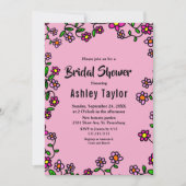 紫マゼン素朴タバラフローラブライダルシャワー 招待状 (正面)