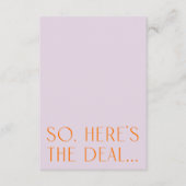 紫ミニマルとオレンジの詳細カードRSVP QRコード エンクロージャーカード (正面)