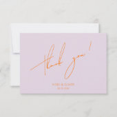 紫ミニマルとオレンジ結婚のサンキューカード サンキューカード (正面)