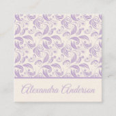 紫ミニマルのモダン離れのパターンのスクリプト スクエア名刺 (正面)