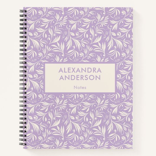 紫ミニマルの植物離れの模様 ノートブック (正面)