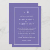 紫ミニマルモノグラシンプルム結婚 招待状 (正面/裏面)