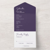 紫ミニマル文字モノグラム結婚の オールインワン招待状 (内側)