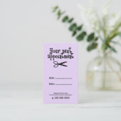 紫ミニマル美容師鋏 予約カード (スタンド正面)