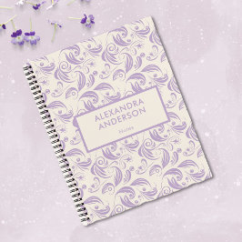 紫ミニマル色の植物離れの渦巻き型 ノートブック