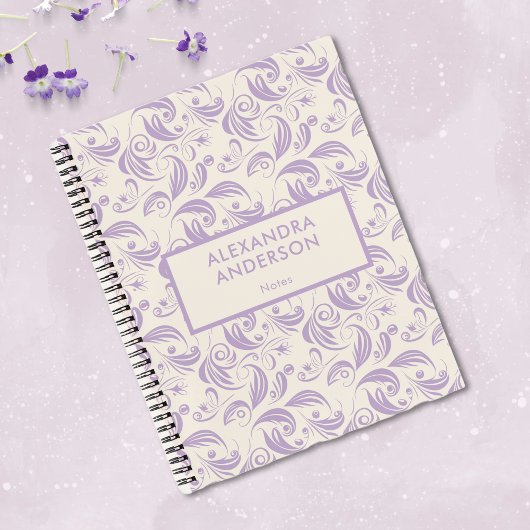 紫ミニマル色の植物離れの渦巻き型 ノートブック