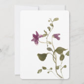 紫ミニマル野花ブライダルシャワー 招待状 (裏面)
