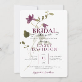 紫ミニマル野花ブライダルシャワー 招待状