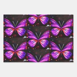 紫ミニマル黒蝶 ラッピングペーパーシート