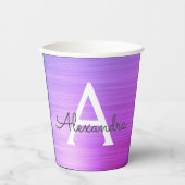 紫メタリックスタイリッシュモノグラム紙カップ 紙コップ (正面)