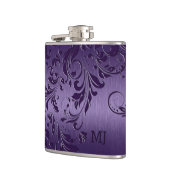 紫メタリックテクスチャ&フローラレース フラスク (左)