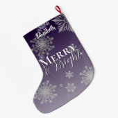 紫メリーと明るい雪 ラージクリスマスストッキング (裏面 (吊り時))