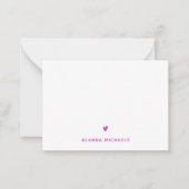 紫モダンかわいいハートと名前 ノートカード (正面)