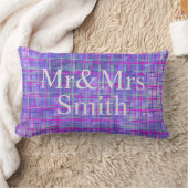 紫モダンとピンクのグリッド線抽象芸術 ランバークッション (ブランケット)