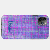 紫モダンとピンクのグリッド線抽象芸術 Case-Mate iPhoneケース (裏面(横))