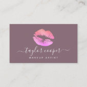 紫モダンとピンクの唇メイクアーティスト 名刺 (正面)