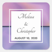 紫モダンとピンクの渦巻き抽象芸術結婚ズ スクエアシール (正面)