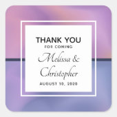紫モダンとピンクの渦巻き抽象芸術結婚ズ スクエアシール (正面)