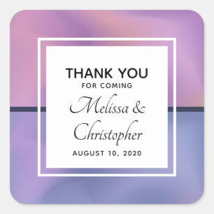 紫モダンとピンクの渦巻き抽象芸術結婚ズ スクエアシール