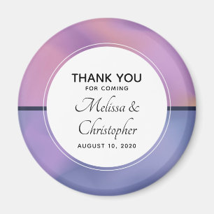 紫モダンとピンクの渦巻き抽象芸術結婚ズ マグネット