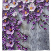 紫モダンと灰色 シャワーカーテン (正面)