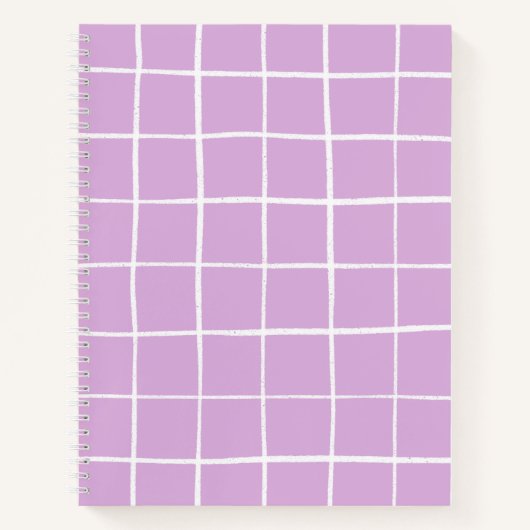 紫モダンと白のグリッドパターン ノートブック (正面)