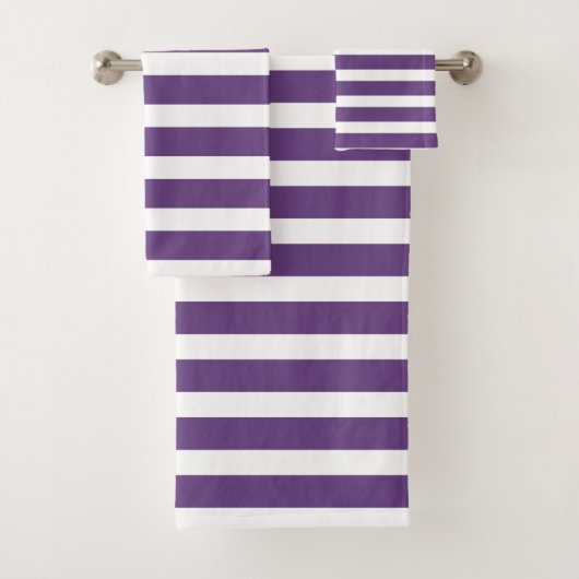 紫モダンと白のストライプ バスタオルセット (インサイチュ)