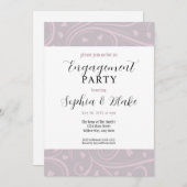 紫モダンと白のフローラ婚約パーティ 招待状 (正面/裏面)