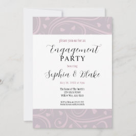 紫モダンと白のフローラ婚約パーティ 招待状