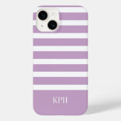 紫モダンと白のモノグラストライプム付き Case-Mate iPhoneケース (裏面)