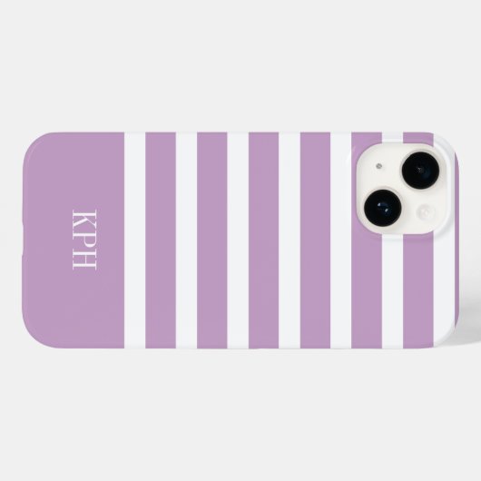 紫モダンと白のモノグラストライプム付き Case-Mate iPhoneケース (裏面 (横))