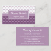 紫モダンと白の水玉模様イベントプランナー 名刺 (正面/裏面)