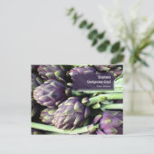 紫モダンと緑のアーティチョーク写真 ポストカード (スタンド正面)
