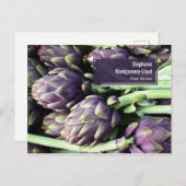 紫モダンと緑のアーティチョーク写真 ポストカード (正面/裏面)