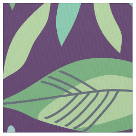 紫モダンと緑の植物の葉柄 ファブリック