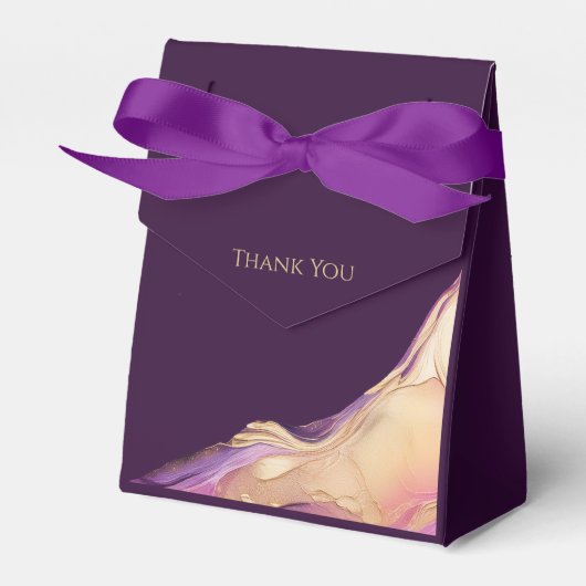 紫モダンと金ゴールドの抽象芸術結婚 フェイバーボックス (正面サイド)