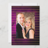 紫モダンと金ゴールド抽象芸術のフローラ結婚のInv 招待状 (裏面)