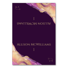 紫モダンと金ゴールド結婚の肉のアイコン テーブルナンバー