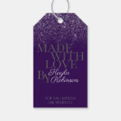 紫モダンと銀のグリッター雨ありがとう ギフトタグ (裏面)