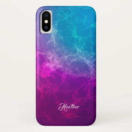 紫モダンと青のポリゴンの背景 Case-Mate iPhoneケース (裏面)